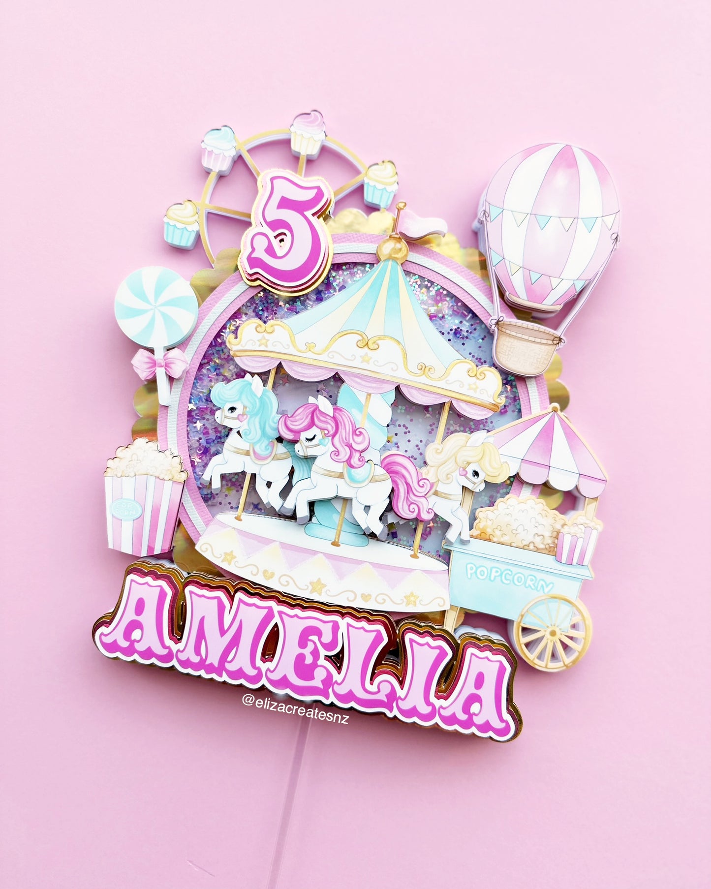 Girl Carnival Shaker Cake Topper